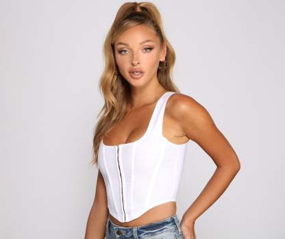 Hook and Eye Corset Crop Top - Lady Occasions