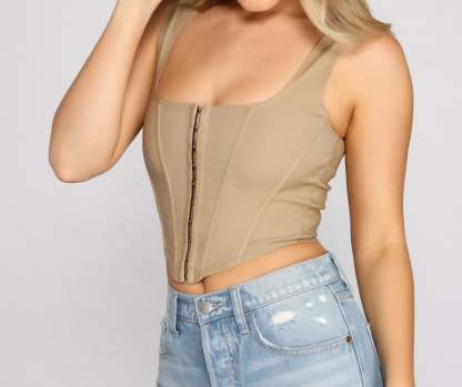 Hook and Eye Corset Crop Top - Lady Occasions