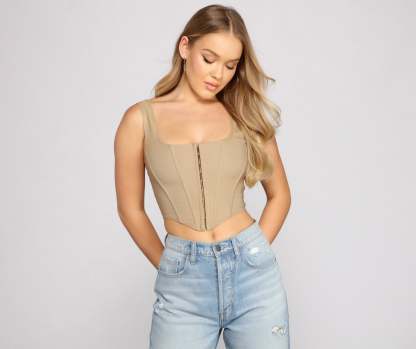 Hook and Eye Corset Crop Top - Lady Occasions