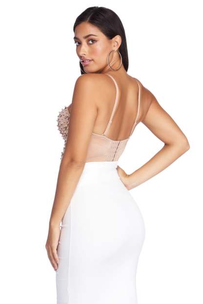 Pearl Embellished Cropped Bustier - Lady Occasions