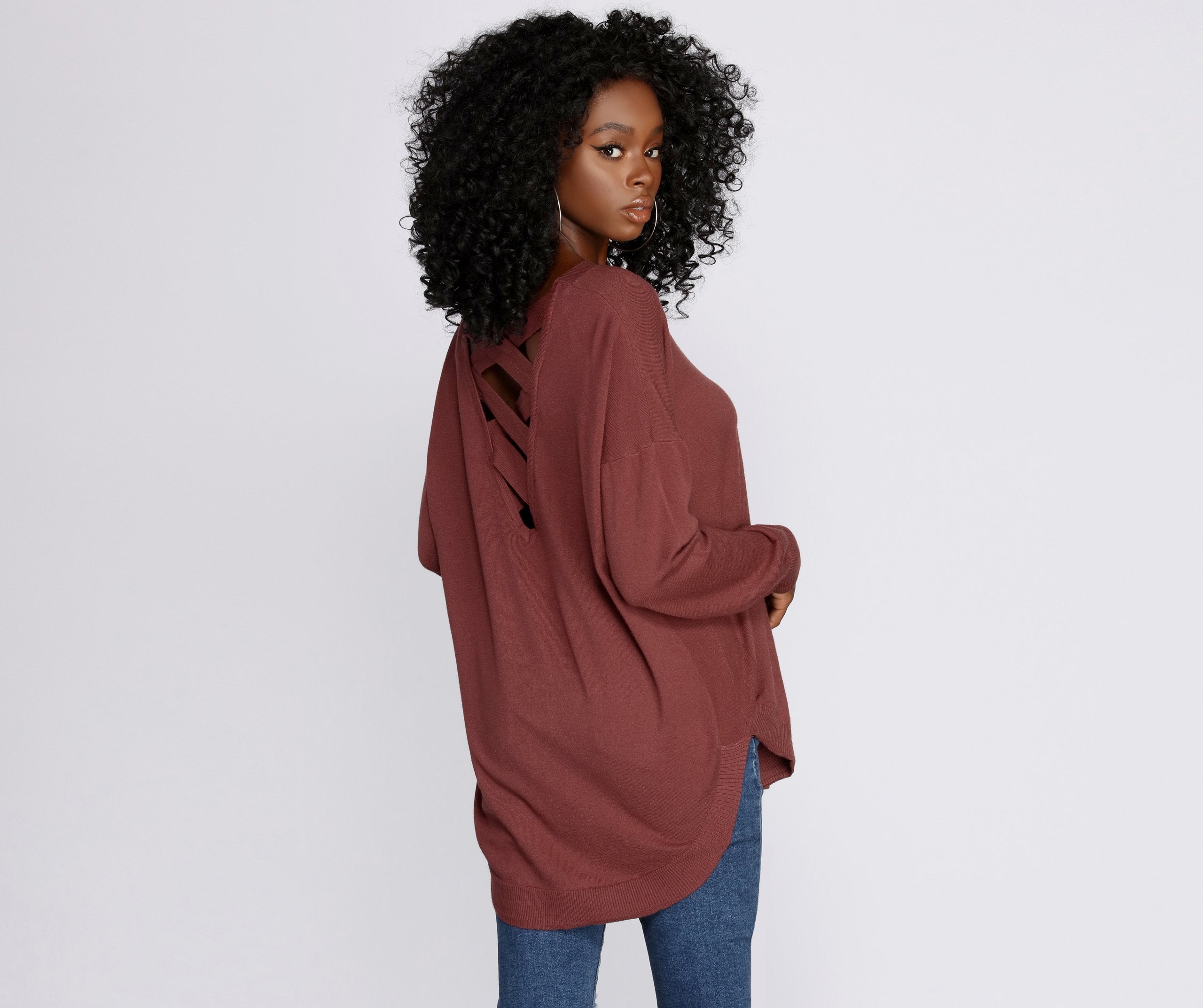 Cozy Vibes Lattice Tunic - Lady Occasions