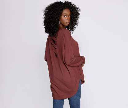 Cozy Vibes Lattice Tunic - Lady Occasions
