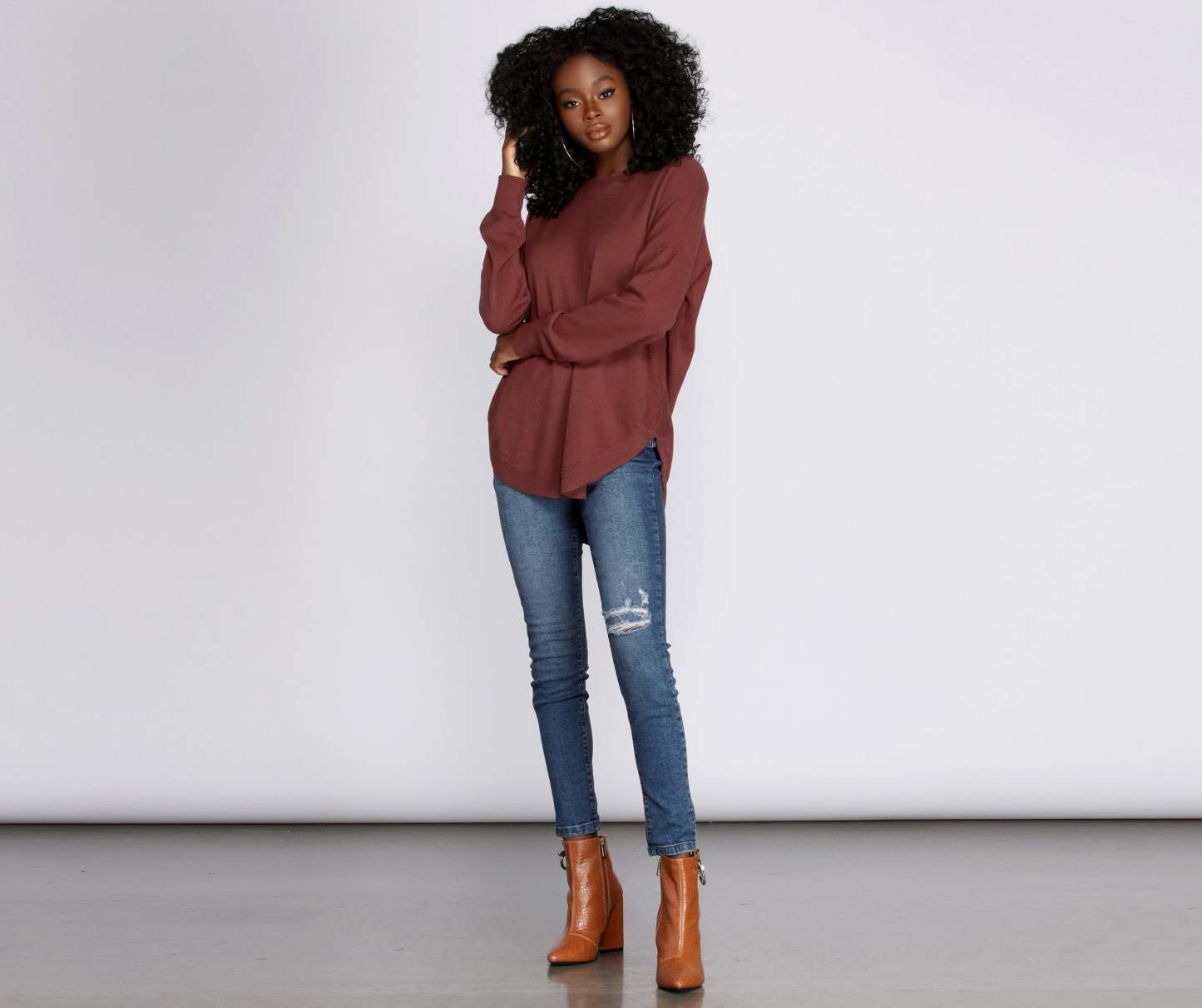 Cozy Vibes Lattice Tunic - Lady Occasions