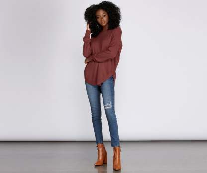 Cozy Vibes Lattice Tunic - Lady Occasions