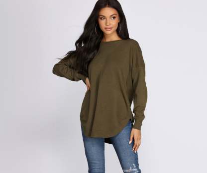 Cozy Vibes Lattice Tunic - Lady Occasions