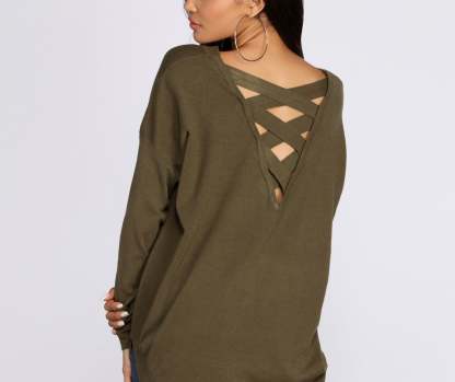 Cozy Vibes Lattice Tunic - Lady Occasions