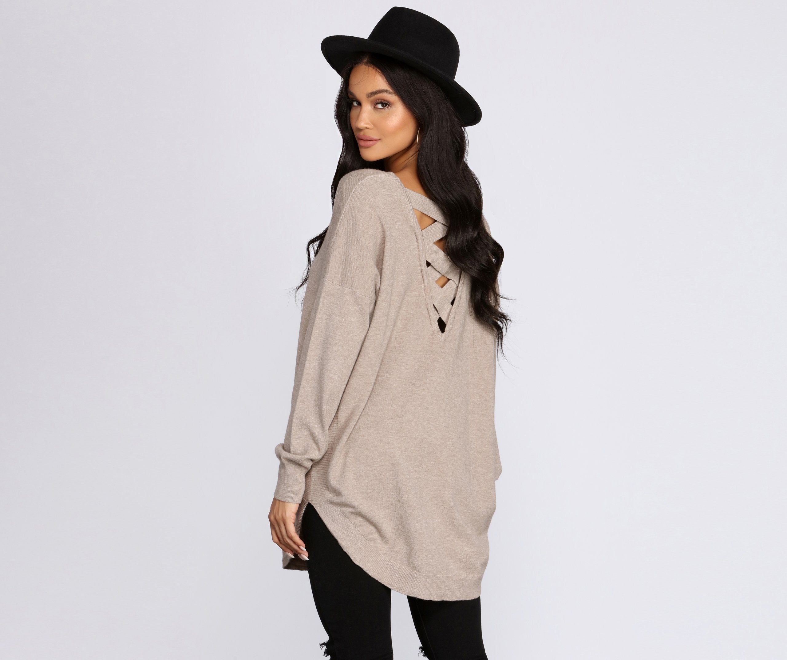 Cozy Vibes Lattice Tunic - Lady Occasions