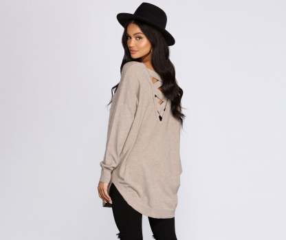 Cozy Vibes Lattice Tunic - Lady Occasions