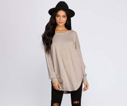 Cozy Vibes Lattice Tunic - Lady Occasions