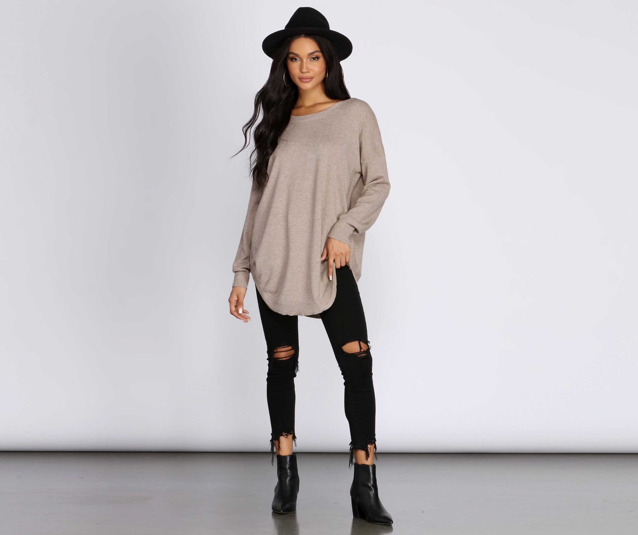 Cozy Vibes Lattice Tunic - Lady Occasions