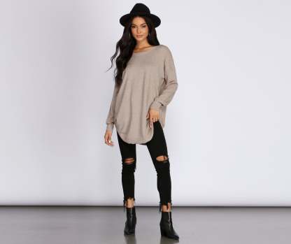 Cozy Vibes Lattice Tunic - Lady Occasions