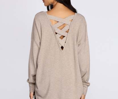 Cozy Vibes Lattice Tunic - Lady Occasions