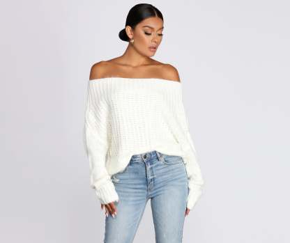Knit Off Shoulder Sweater - Lady Occasions