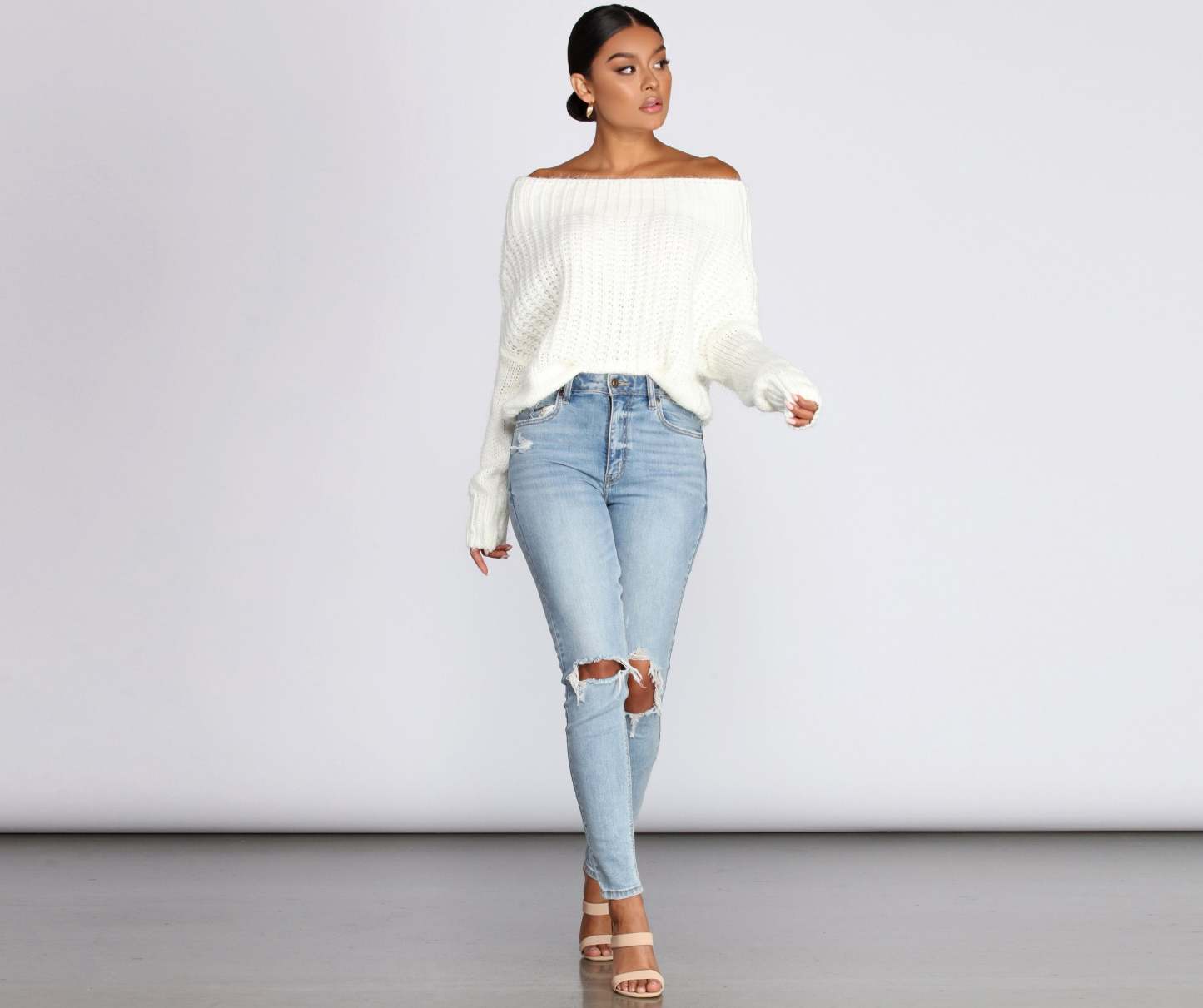 Knit Off Shoulder Sweater - Lady Occasions