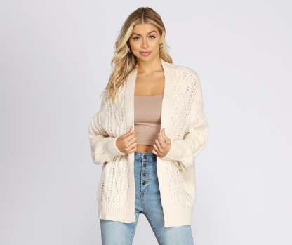 Layered Cutie Cable Knit Cardigan - Lady Occasions