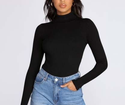 Keep It Cozy Turtleneck Sweater Bodysuit - Lady Occasions