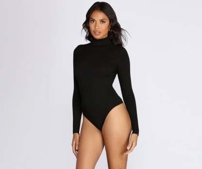 Keep It Cozy Turtleneck Sweater Bodysuit - Lady Occasions