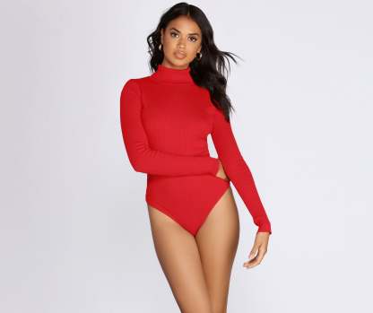 Keep It Cozy Turtleneck Sweater Bodysuit - Lady Occasions