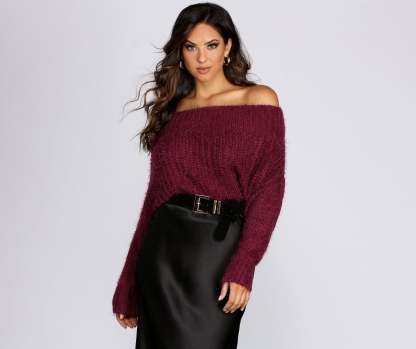 Knit Off Shoulder Sweater - Lady Occasions
