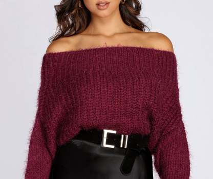 Knit Off Shoulder Sweater - Lady Occasions