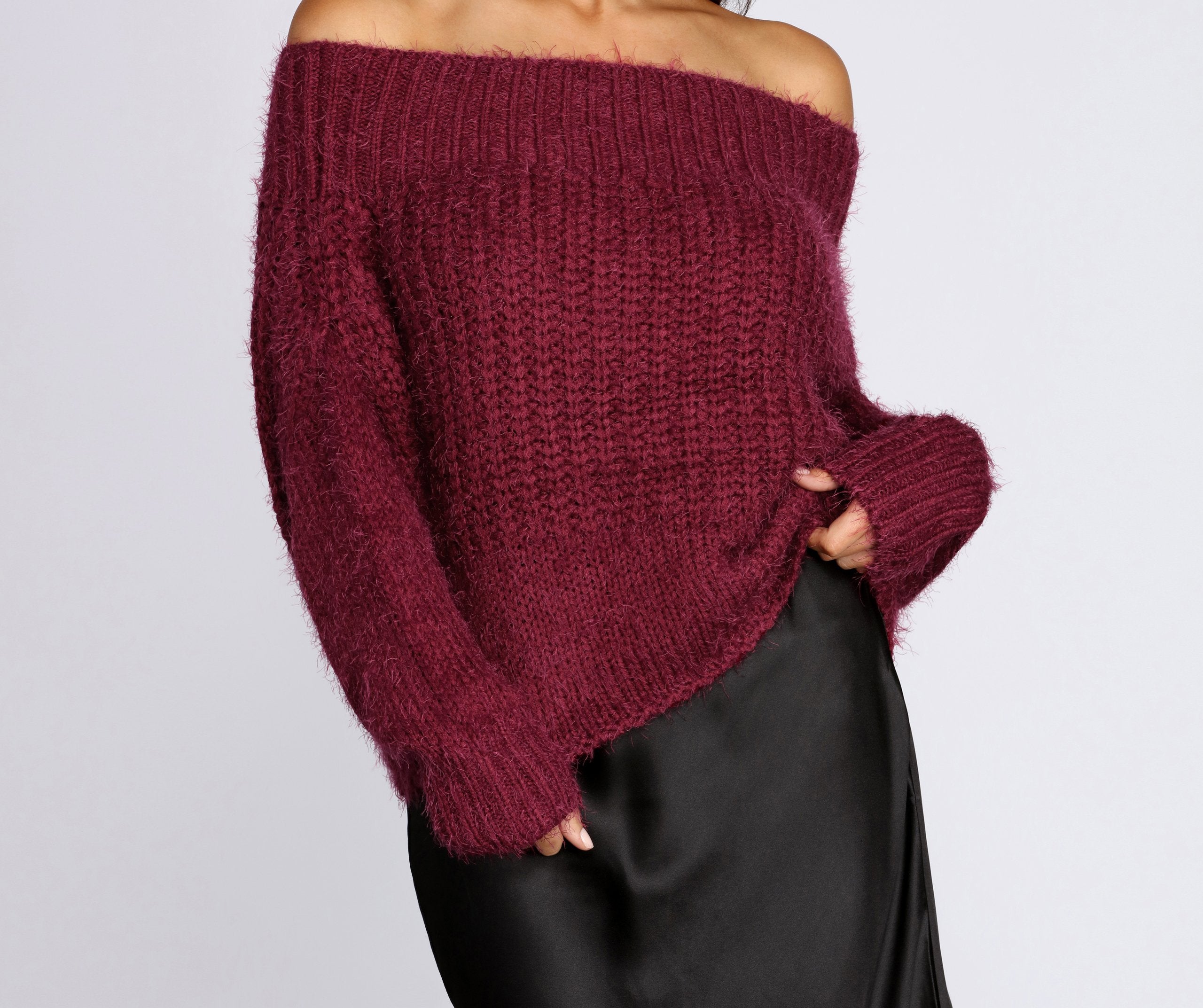 Knit Off Shoulder Sweater - Lady Occasions