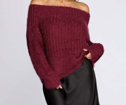 Knit Off Shoulder Sweater - Lady Occasions