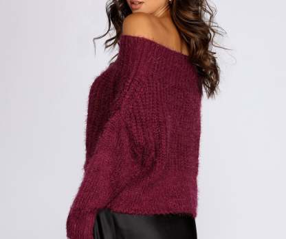 Knit Off Shoulder Sweater - Lady Occasions