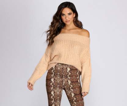 Knit Off Shoulder Sweater - Lady Occasions