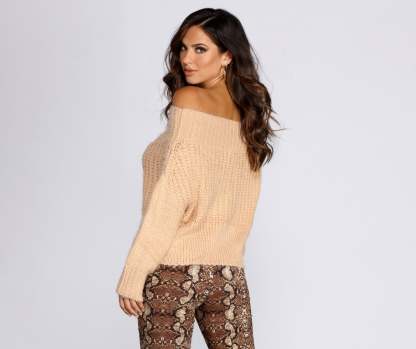 Knit Off Shoulder Sweater - Lady Occasions