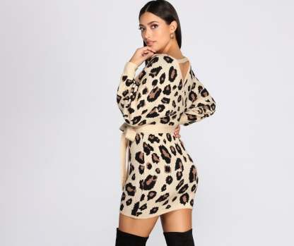 Feline Fierce Sweater Dress - Lady Occasions
