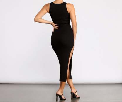 Double Take Ribbed Midi Dress - Lady Occasions