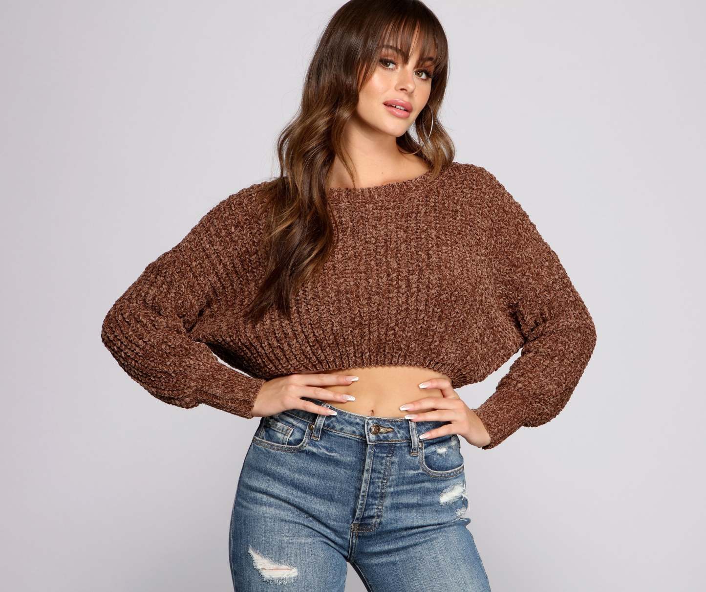 Cozy Chenille Cropped Sweater - Lady Occasions