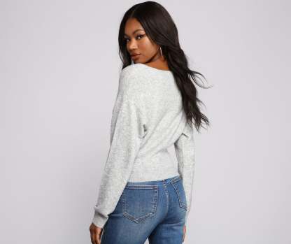 Surplice Sweetie Tie Waist Sweater - Lady Occasions
