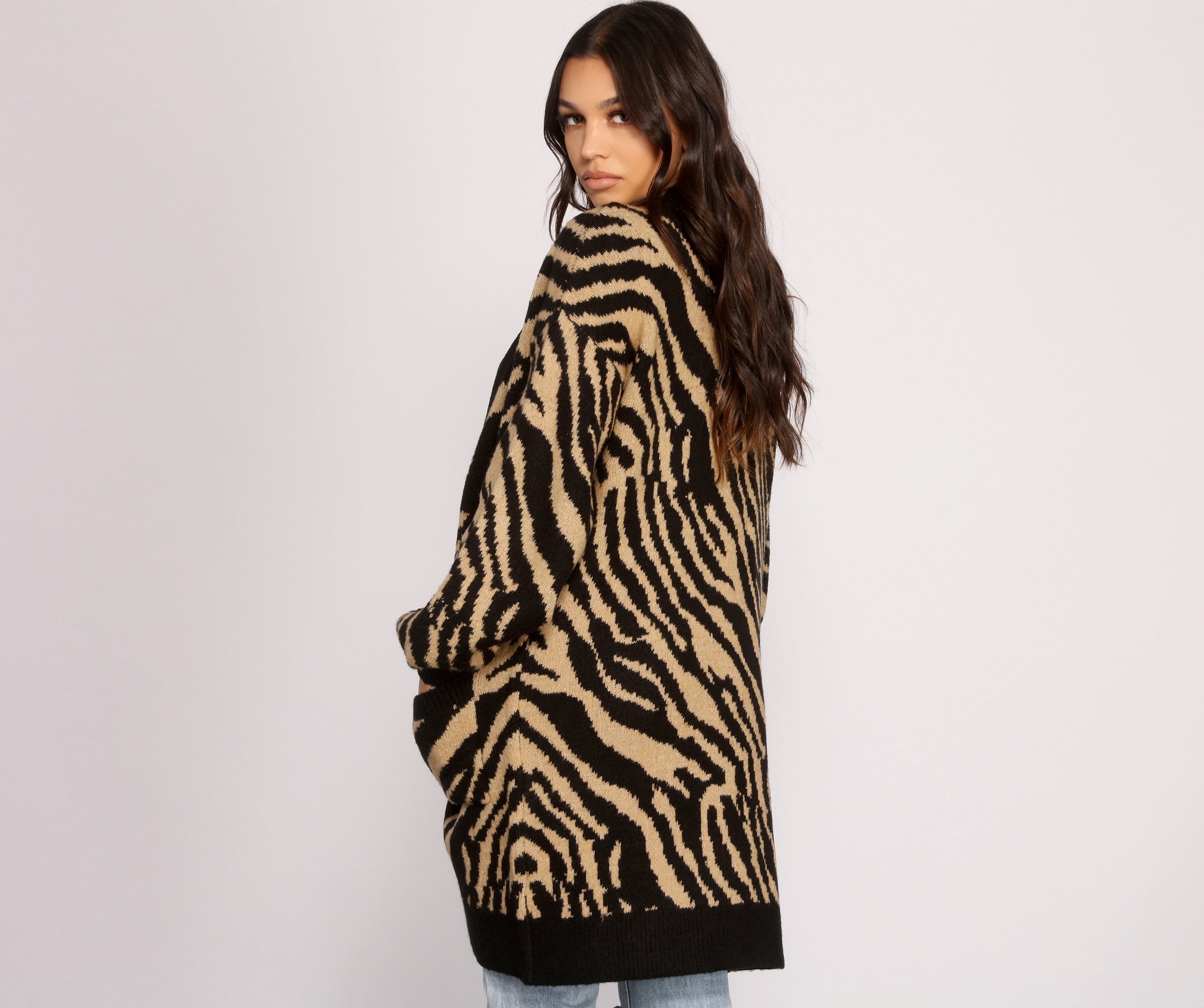 Wild Side Zebra Print Cardigan - Lady Occasions