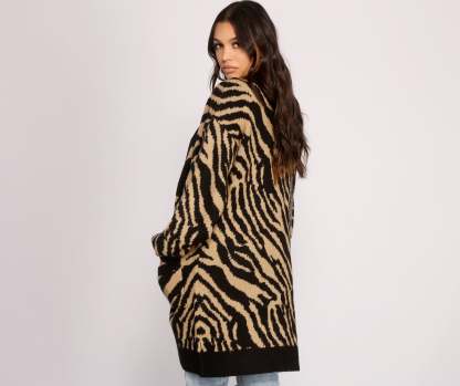 Wild Side Zebra Print Cardigan - Lady Occasions