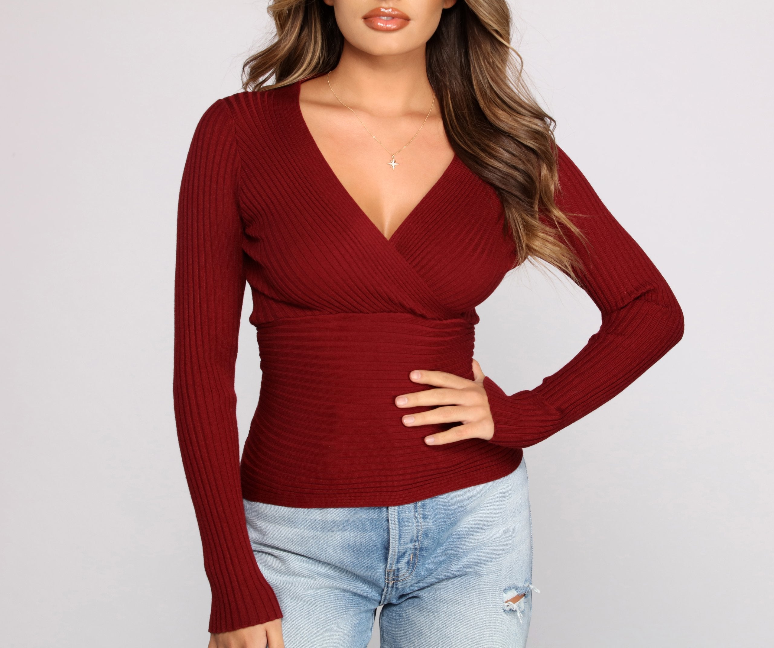 Cozy Ribbed Knit Long Sleeve Top - Lady Occasions