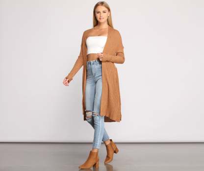 The Every Day Ribbed Tie Waist Cardigan - Lady Occasions