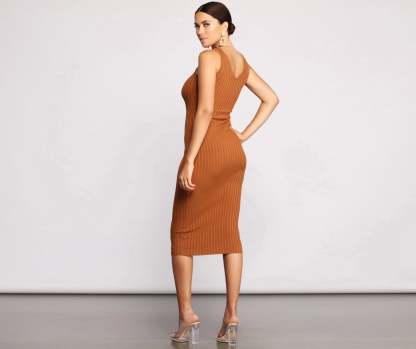 Keepin' Knit Chic Midi Sweater Dress - Lady Occasions