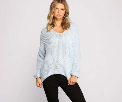 All The Cozy-Chic Vibes V Neck Sweater - Lady Occasions