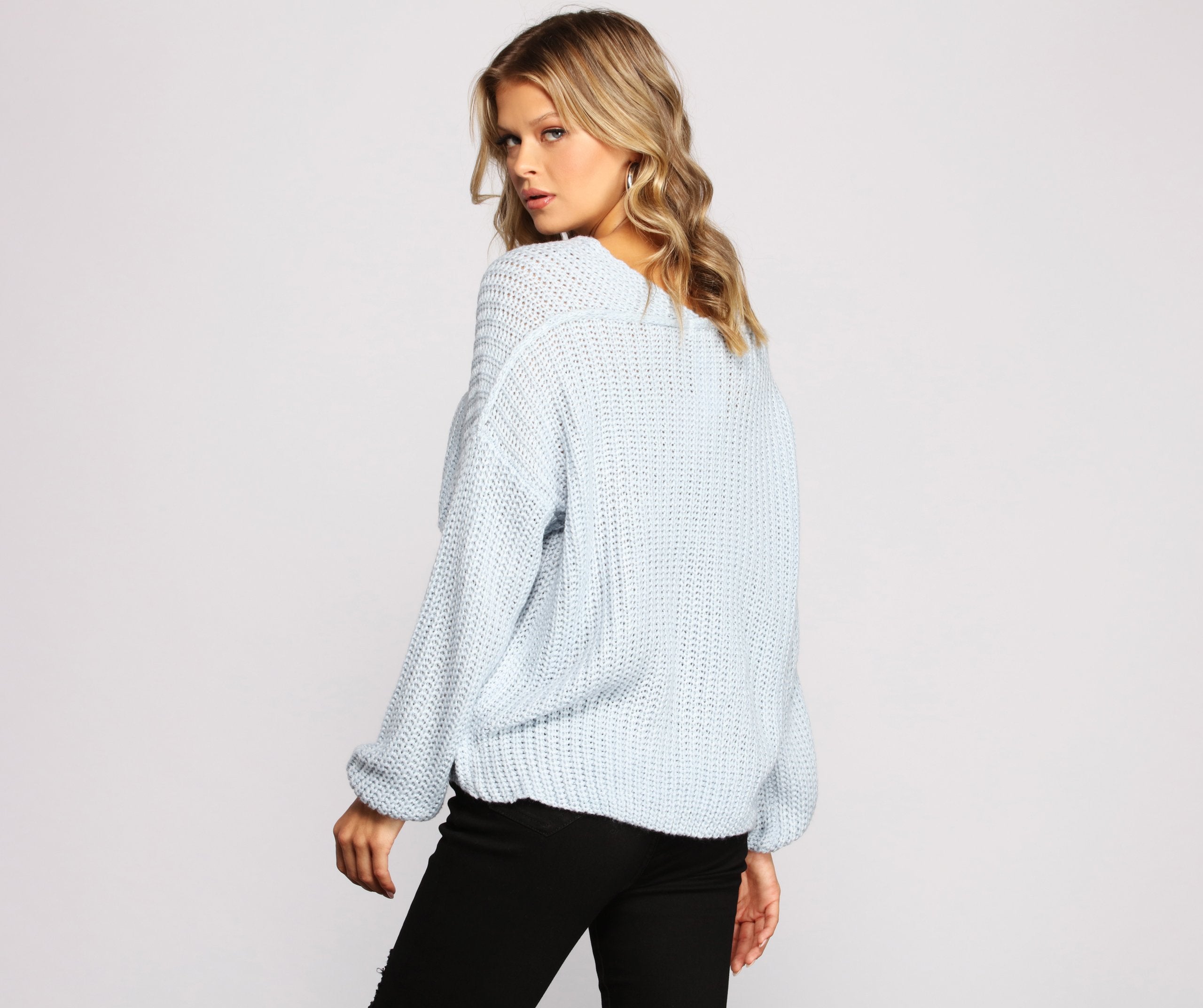 All The Cozy-Chic Vibes V Neck Sweater - Lady Occasions