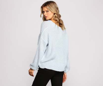 All The Cozy-Chic Vibes V Neck Sweater - Lady Occasions