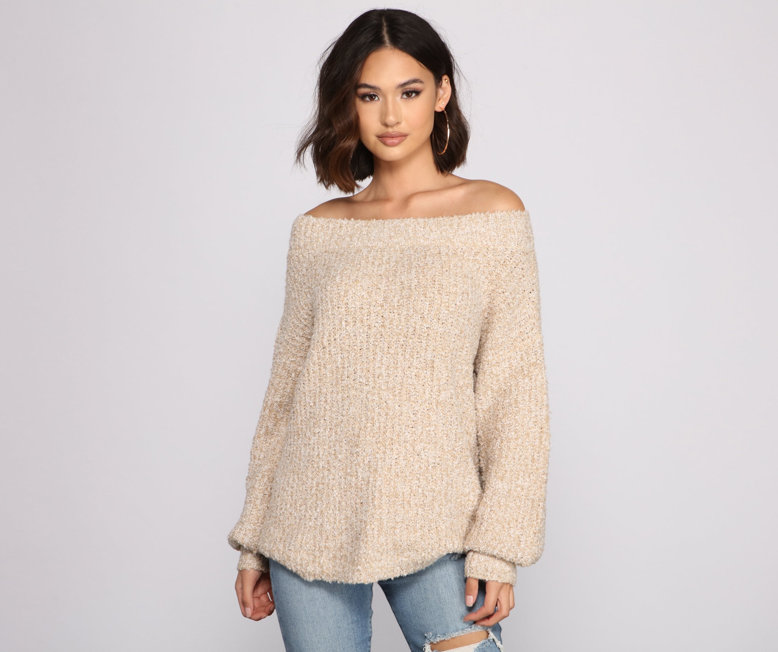 Cozy Chic Off The Shoulder Sweater - Lady Occasions