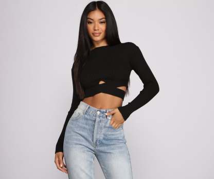 Trendy Girl Ribbed Knit Cropped Sweater - Lady Occasions