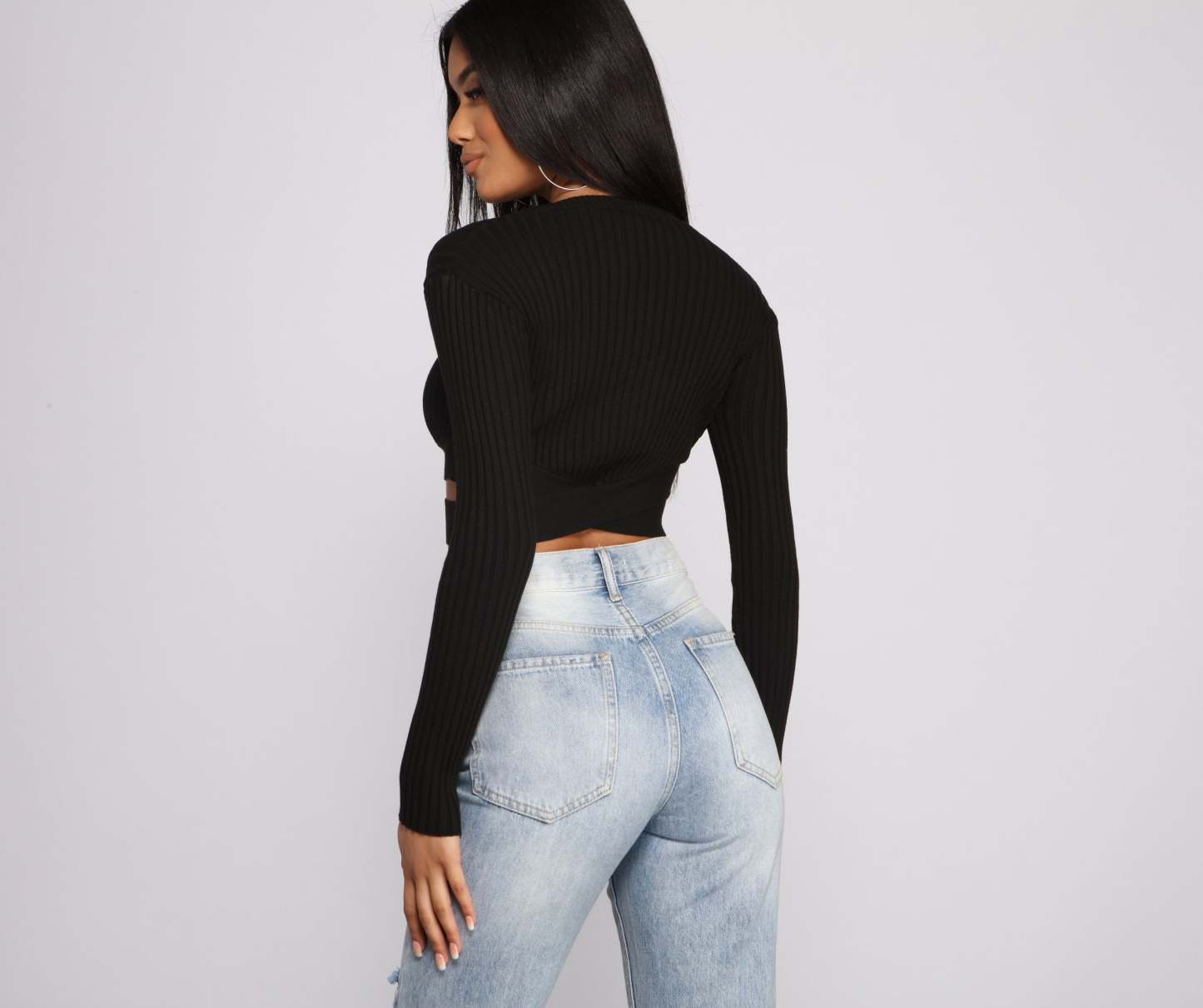 Trendy Girl Ribbed Knit Cropped Sweater - Lady Occasions
