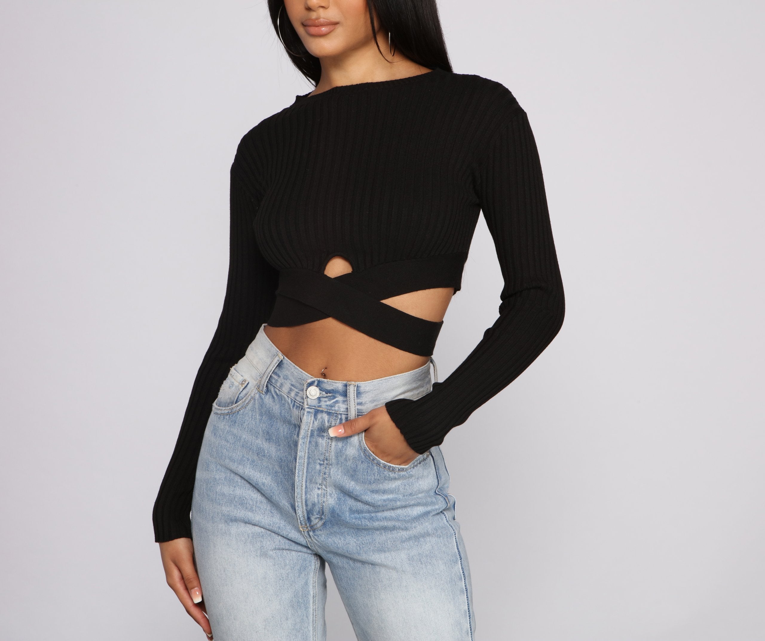 Trendy Girl Ribbed Knit Cropped Sweater - Lady Occasions