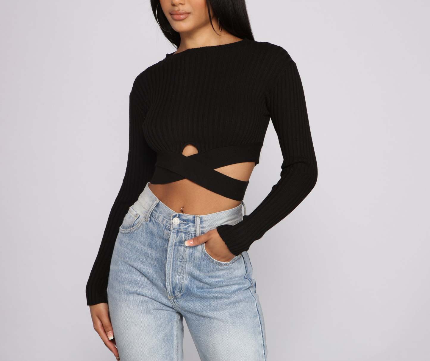 Trendy Girl Ribbed Knit Cropped Sweater - Lady Occasions
