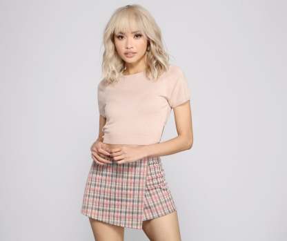Open Back Crew Neck Crop Top - Lady Occasions