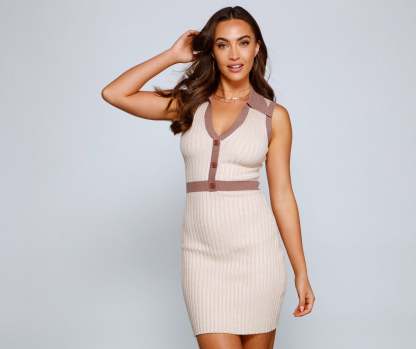 Make It Chic Ribbed Knit Mini Dress - Lady Occasions