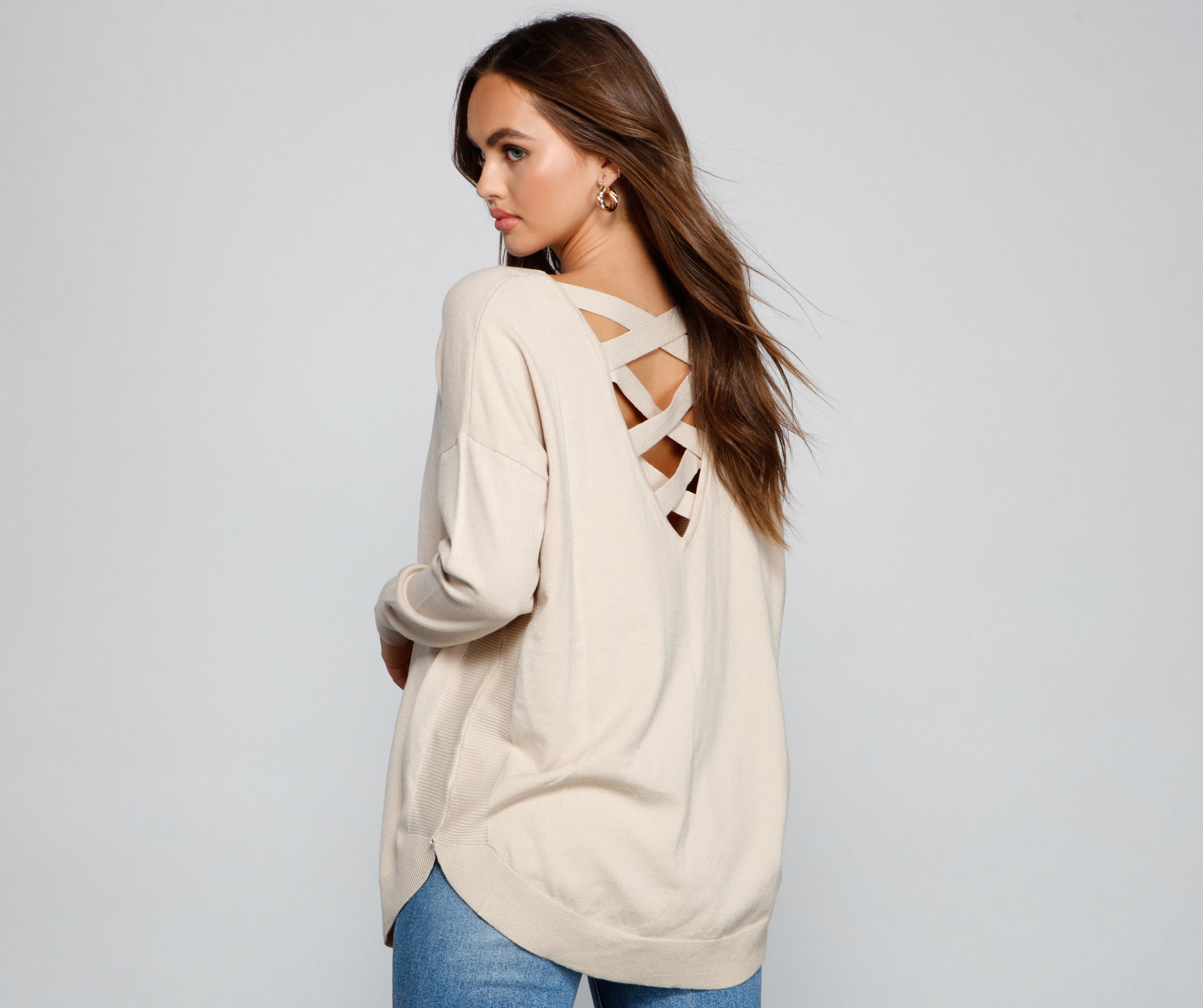 Cozy Basic Lattice Back Tunic - Lady Occasions