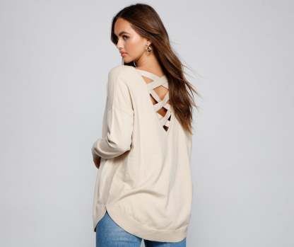 Cozy Basic Lattice Back Tunic - Lady Occasions